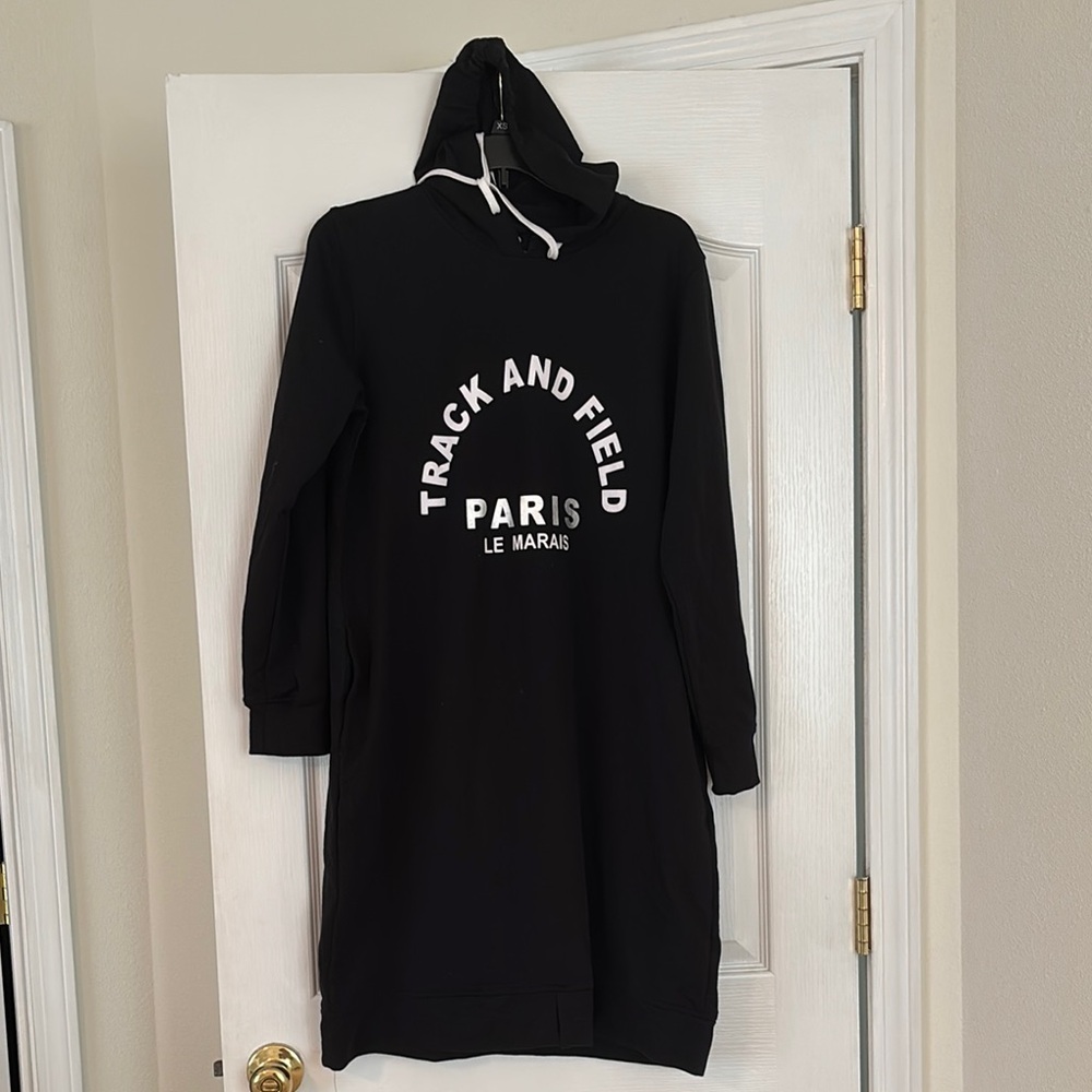 Paris Blues Black Hoodie with White Print